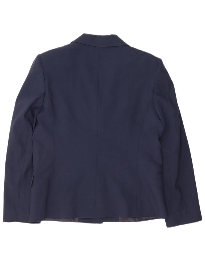 Jaqueta blazer feminina de 3 botões Gianfranco Ferre Reino Unido 14 grande azul marinho