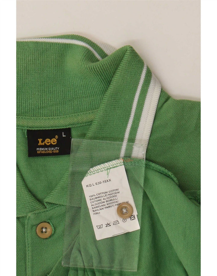 Camisa polo masculina Lee grande algodão listrado verde