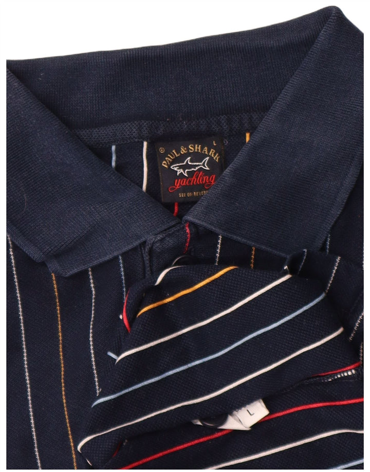 Camisa polo masculina Paul & Shark grande listrada azul marinho