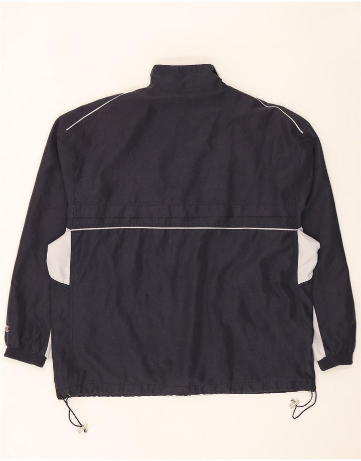 Jaqueta masculina de agasalho Champion grande poliéster colorblock azul marinho