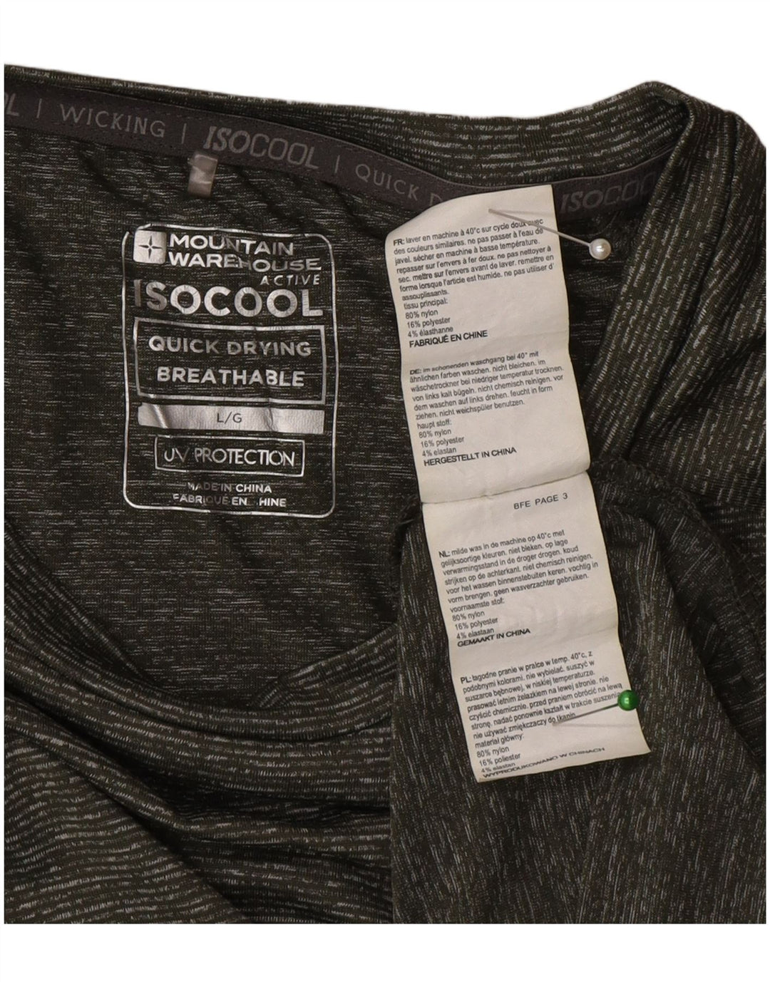 Camiseta masculina Mountain Warehouse grande nylon listrado cáqui