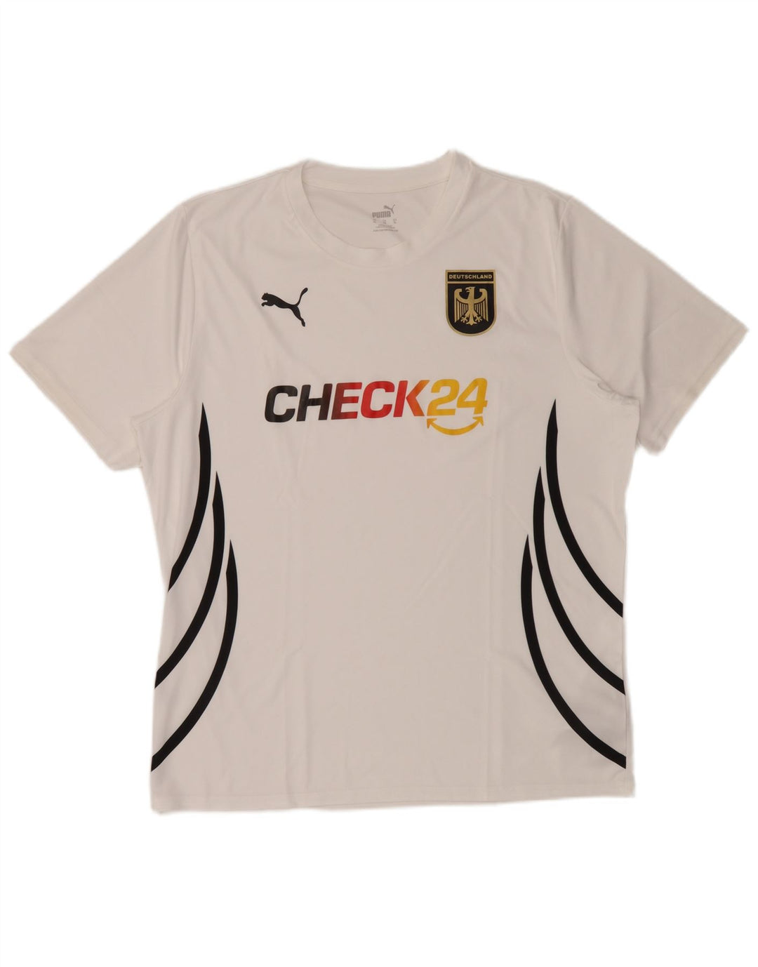 Camiseta masculina Puma Deutshland Graphic Top XL poliéster listrado branco