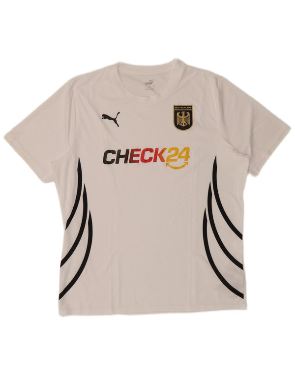 Camiseta masculina Puma Deutshland Graphic Top XL poliéster listrado branco
