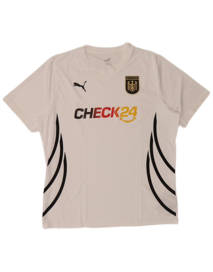 Camiseta masculina Puma Deutshland Graphic Top XL poliéster listrado branco