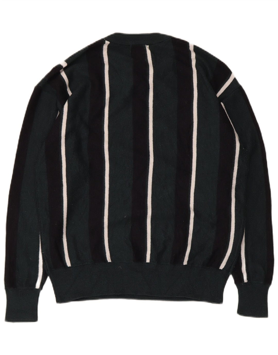 Zara Suéter masculino com gola redonda listrado verde médio