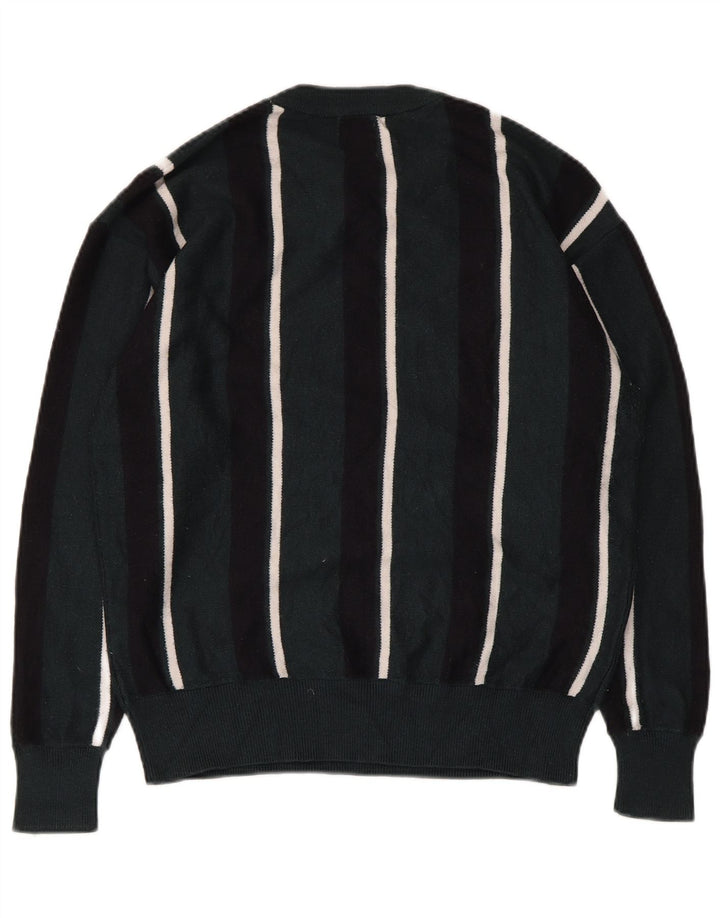 Zara Suéter masculino com gola redonda listrado verde médio