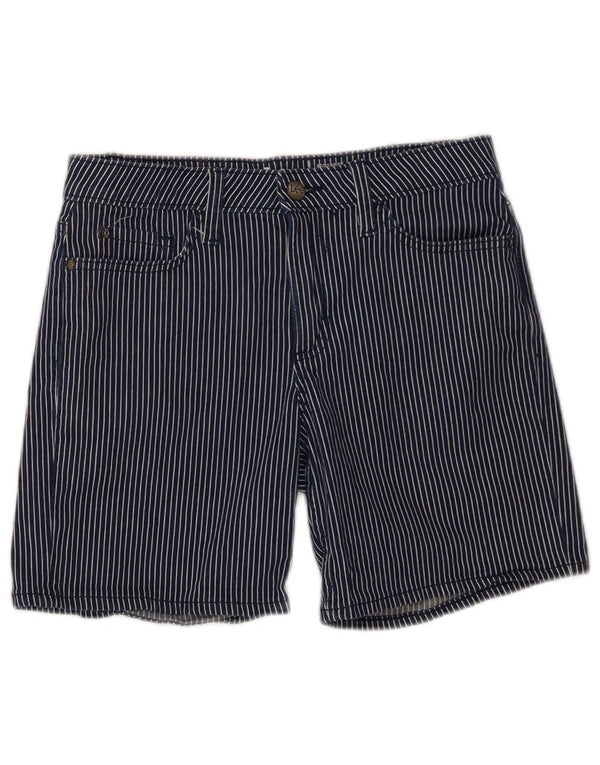 Lee Shorts feminino de cintura média casual W30 risca de giz azul marinho médio
