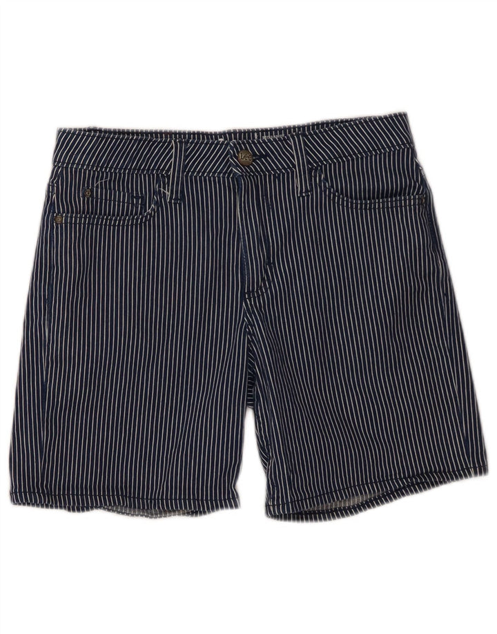 Lee Shorts feminino de cintura média casual W30 risca de giz azul marinho médio