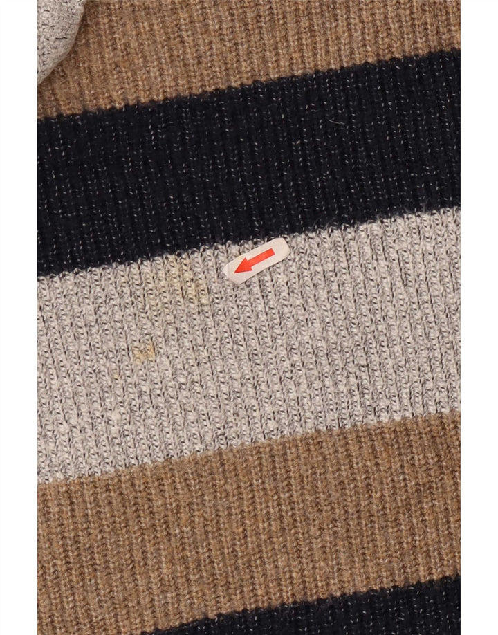 Suéter masculino Marks & Spencer com gola redonda grande bloco colorido cinza