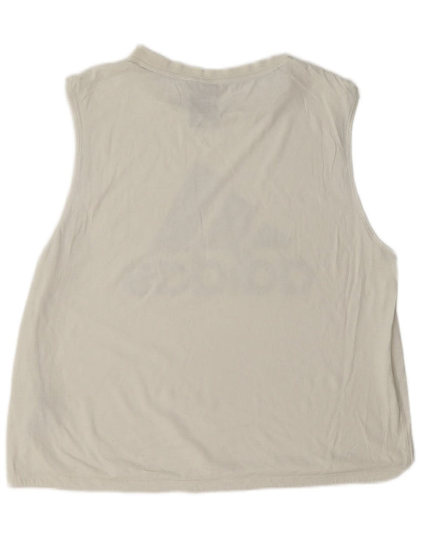 Adidas Womens Graphic Vest Top UK 16/18 Grande Branco Poliéster Esportes