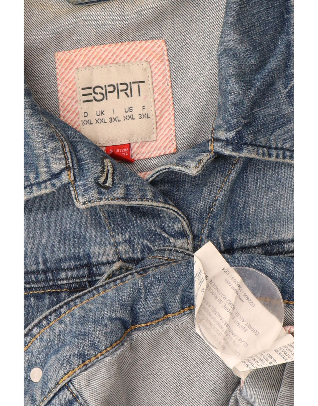 Jaqueta jeans feminina ESPRIT UK 20 2XL algodão azul