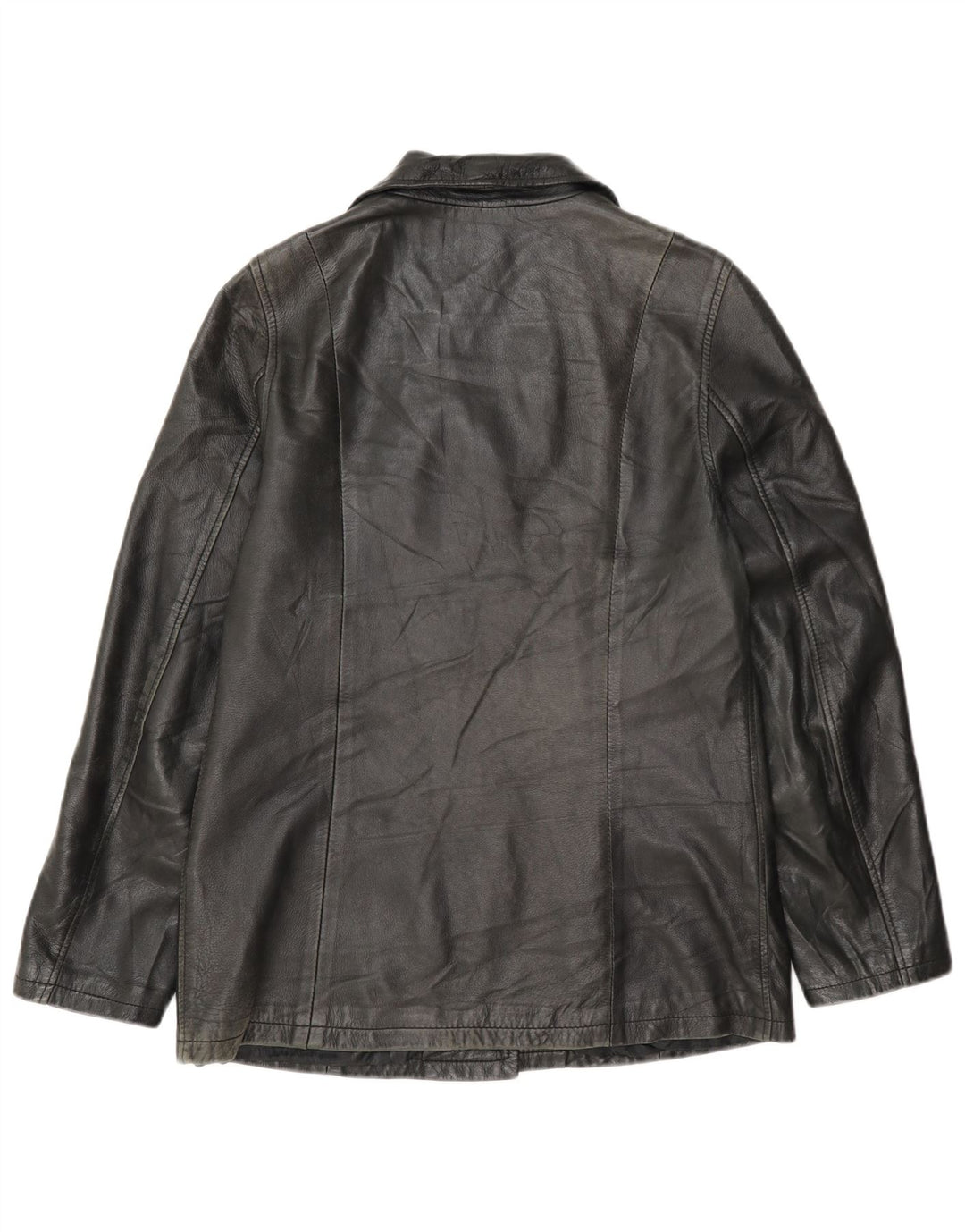 Jaqueta de couro feminina vintage Reino Unido 14 preto médio