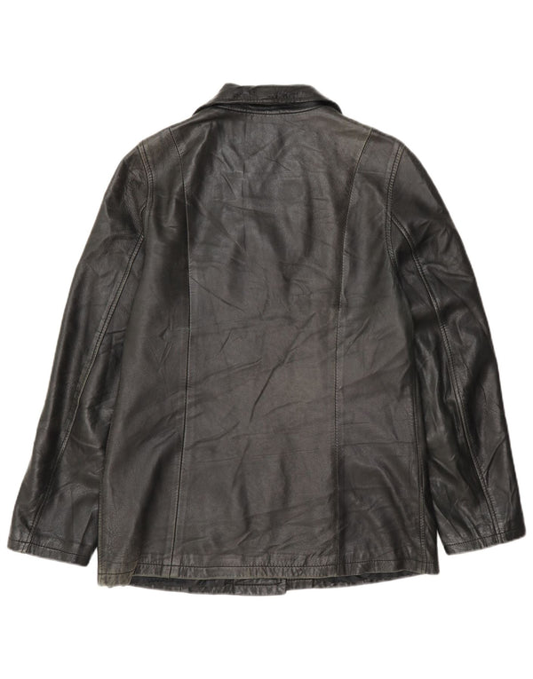 Jaqueta de couro feminina vintage Reino Unido 14 preto médio