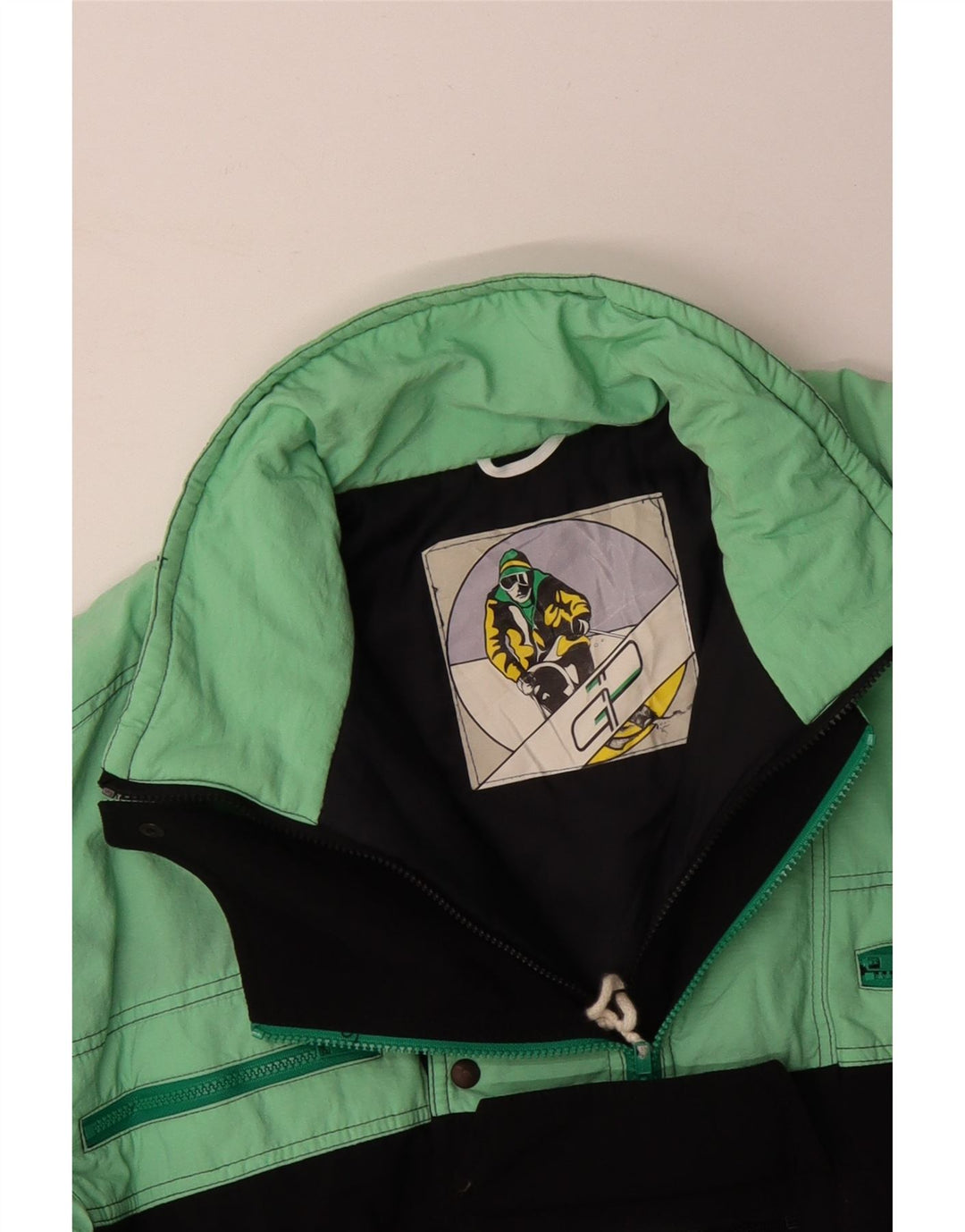 Macacão de esqui masculino VINTAGE grande turquesa Colourblock poliamida