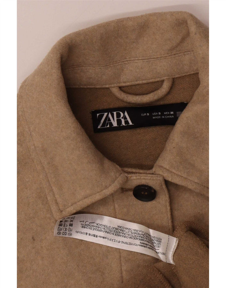 Zara Womens Shacket Oversized Jacket UK 10 Pequeno Poliéster Marrom
