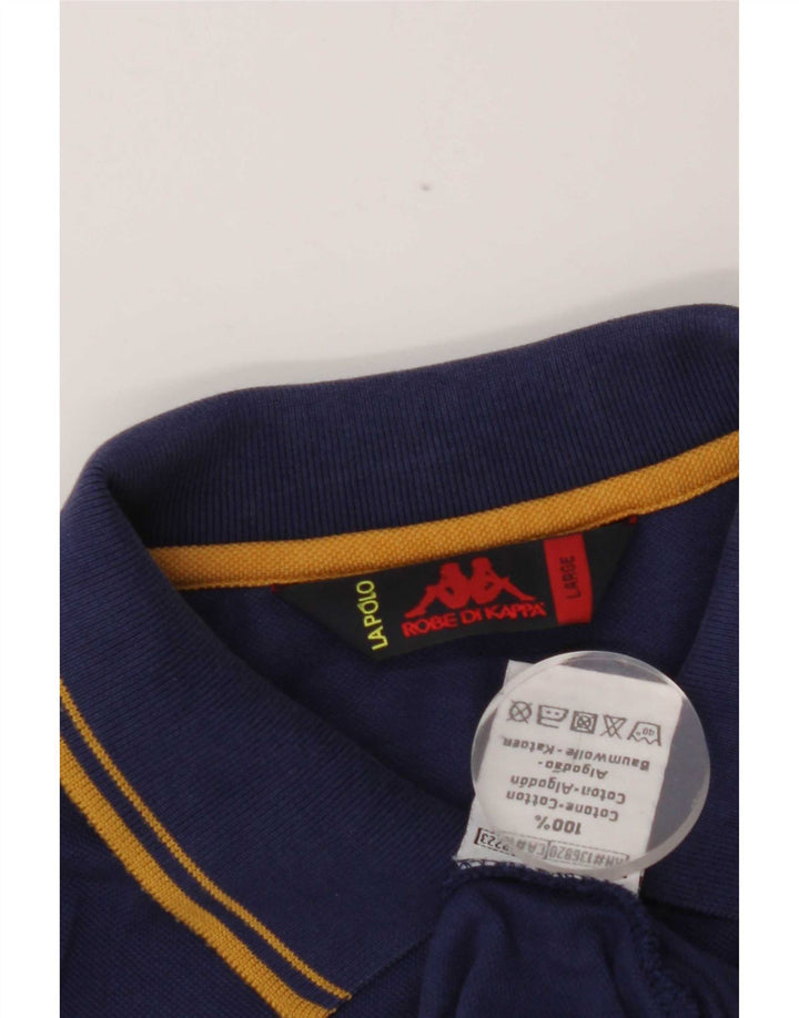 Camisa polo masculina Kappa grande algodão listrado azul marinho