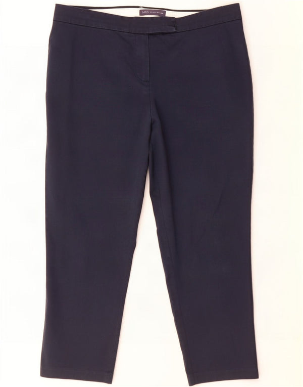 Calças cortadas femininas Marks & Spencer UK 14 grandes W32 L23 azul marinho