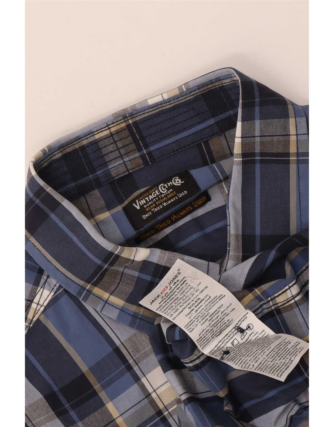 Camisa masculina Jack & Jones XL azul xadrez algodão