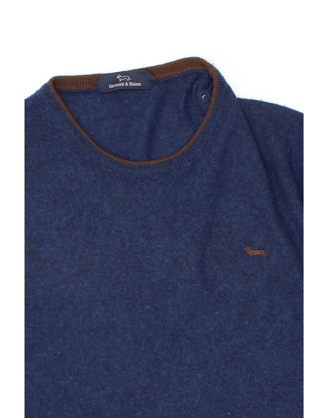 Suéter masculino HARMONT & BLAINE com gola redonda, grande lã azul marinho