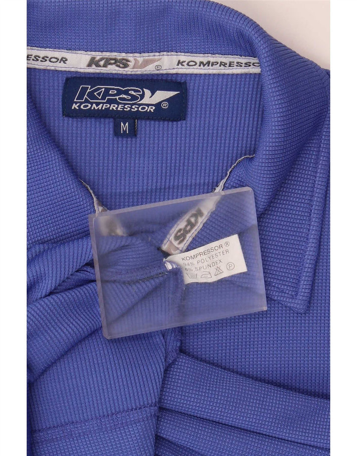 Camisa militar de manga curta masculina vintage poliéster azul médio