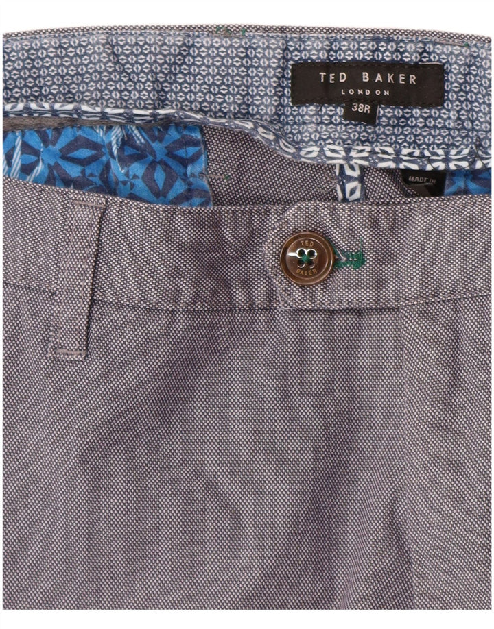 Calça chino reta masculina Ted Baker W38 L30 algodão azul