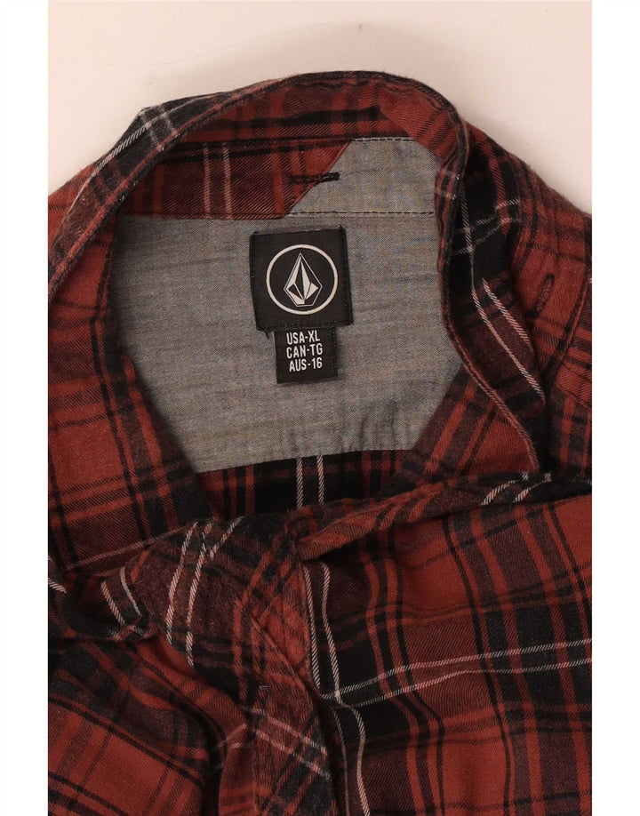 Camisa masculina de flanela Volcom XL laranja xadrez