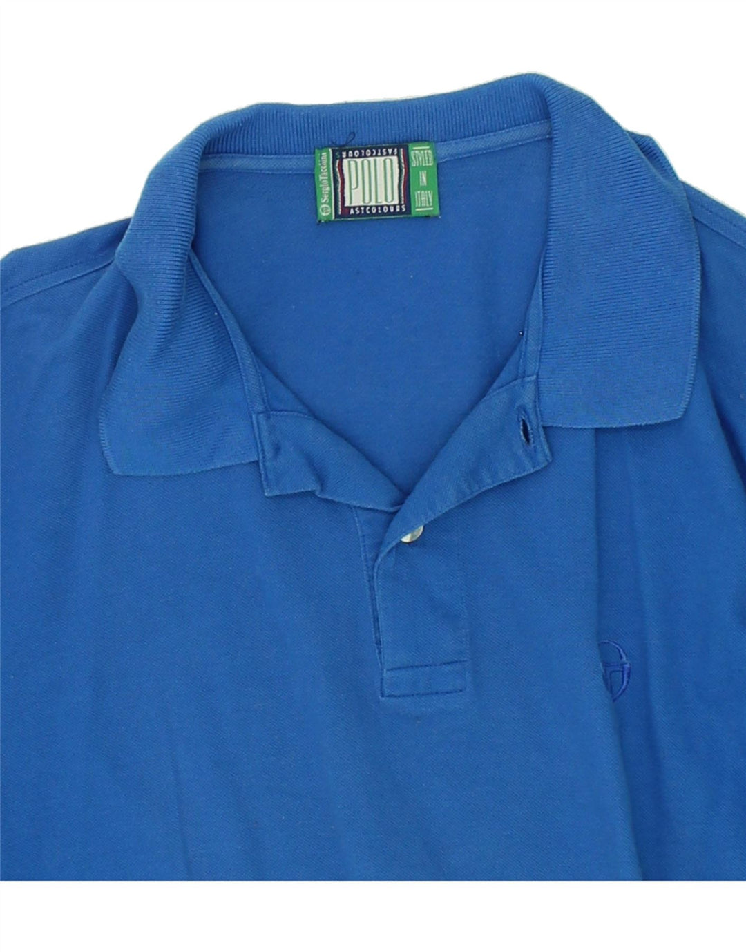 SERGIO TACCHINI Mens Long Sleeve Polo Shirt Medium Blue Vintage Sergio Tacchini and Second-Hand Sergio Tacchini from Messina Hembry 