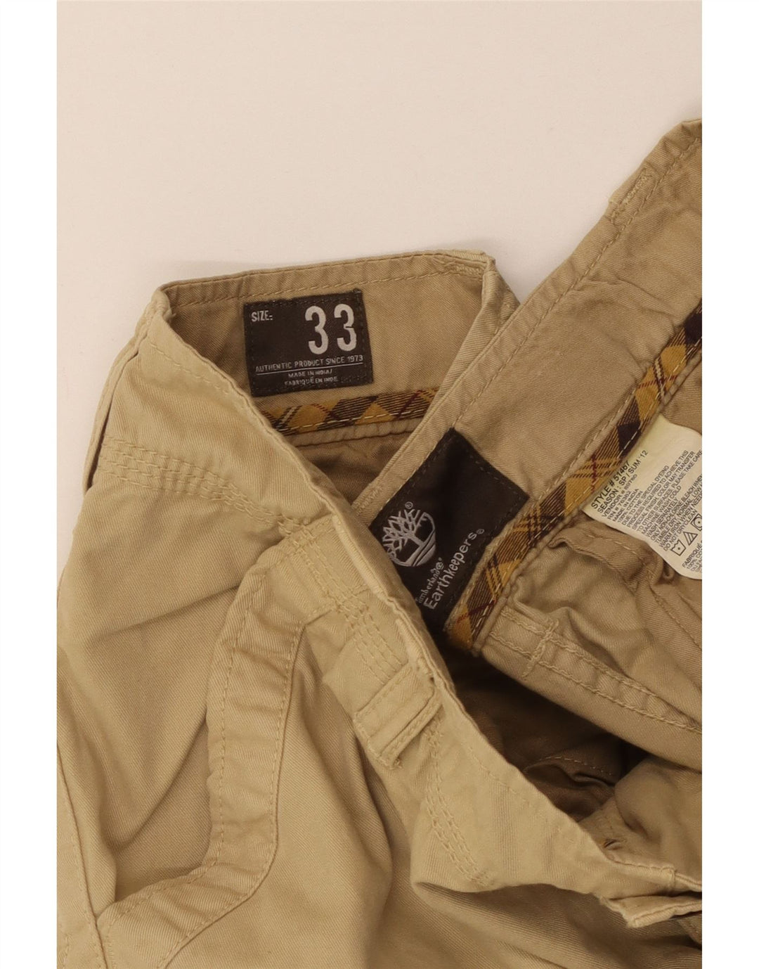 Timberland Mens Cargo Shorts W33 Médio Algodão Bege