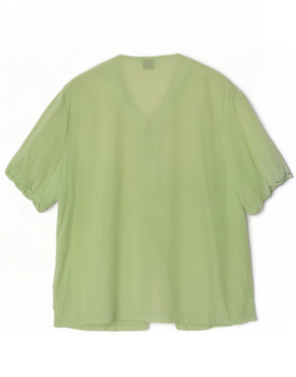 Blusa feminina de manga curta Coocoon Reino Unido 16 seda verde grande