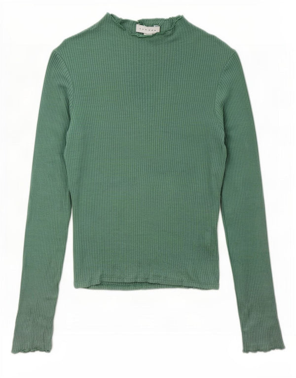 Topshop feminino de manga comprida UK 6 XS verde viscose