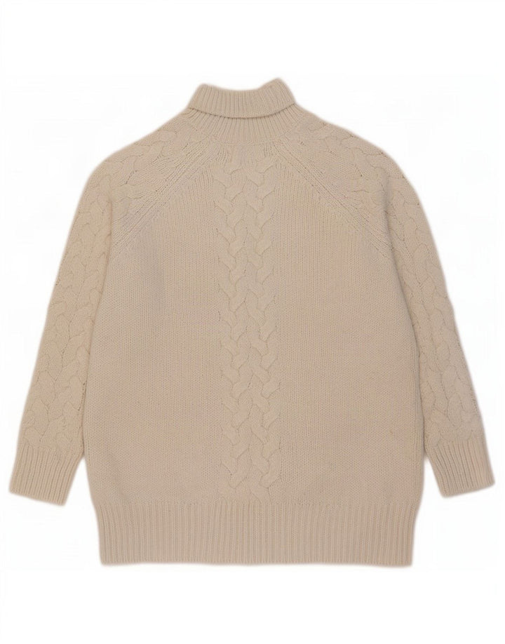 Suéter feminino Marks & Spencer com gola tartaruga Reino Unido 16 grande bege acrílico