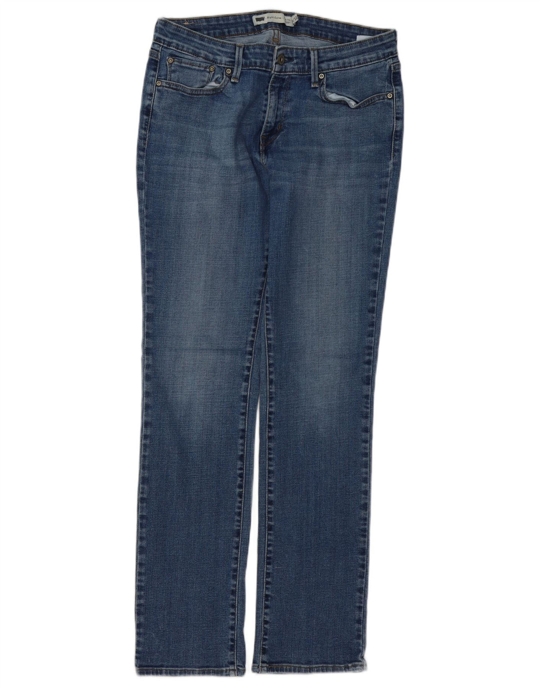 Calça jeans feminina LEVI'S Slight Curve Straight EUA 10 Grande W32 L32 Azul