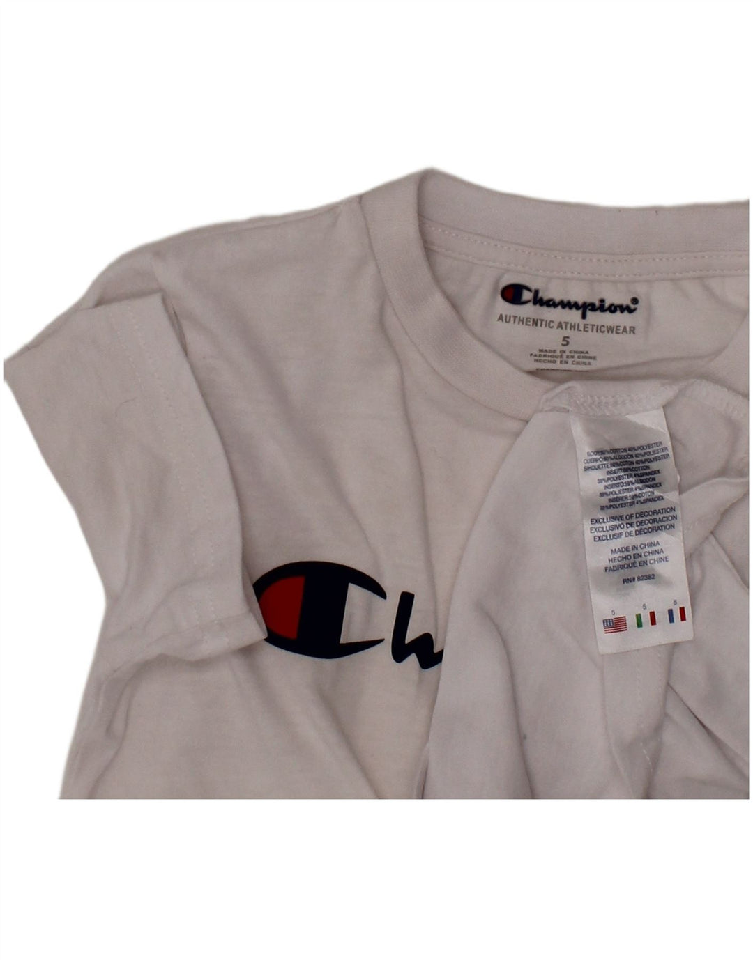 Camiseta gráfica CHAMPION Boys 4-5 anos algodão branco