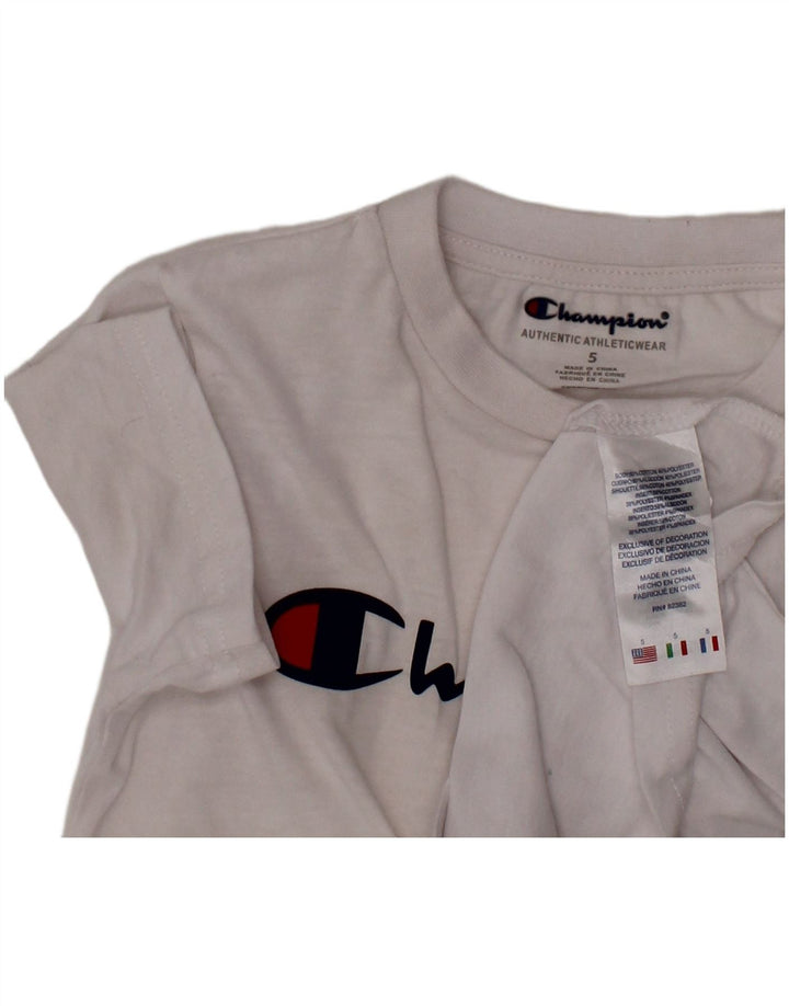 Camiseta gráfica CHAMPION Boys 4-5 anos algodão branco