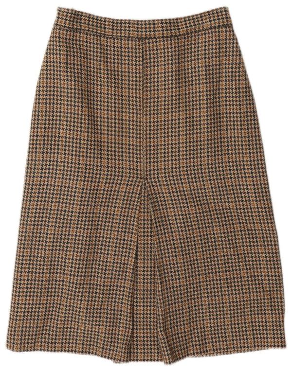 Saia feminina vintage linha A W26 pequena marrom houndstooth