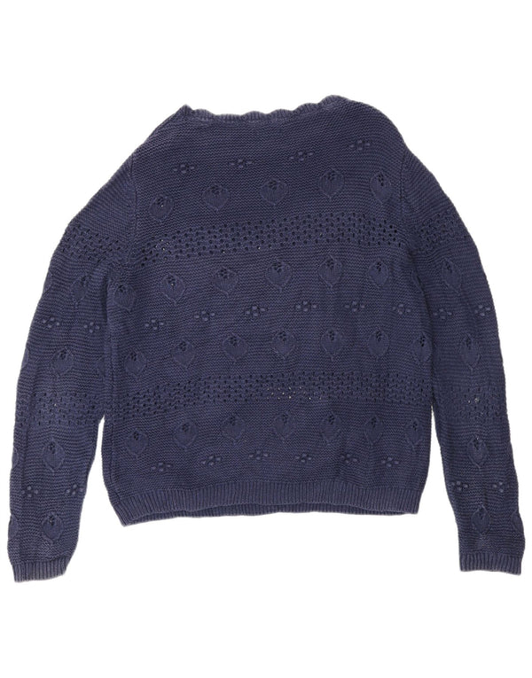 Suéter feminino Fat Face com gola canoa e gola redonda, algodão azul marinho grande Reino Unido 14