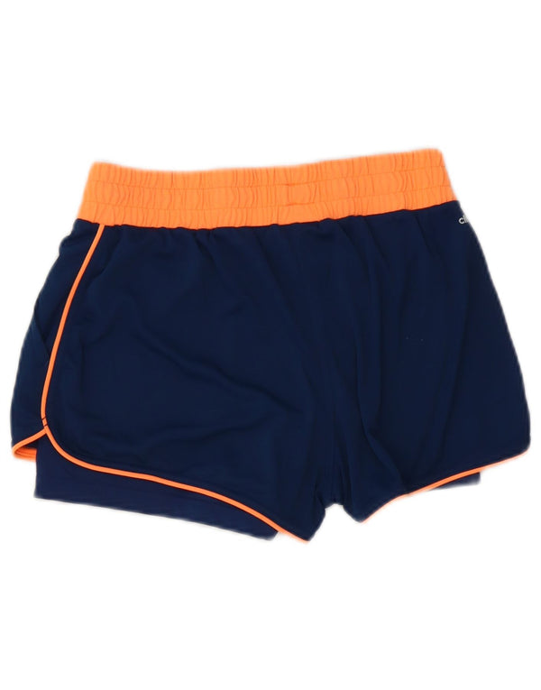 Adidas Womens Climalite Sport Shorts UK 8/10 Pequeno Azul Marinho Colorblock