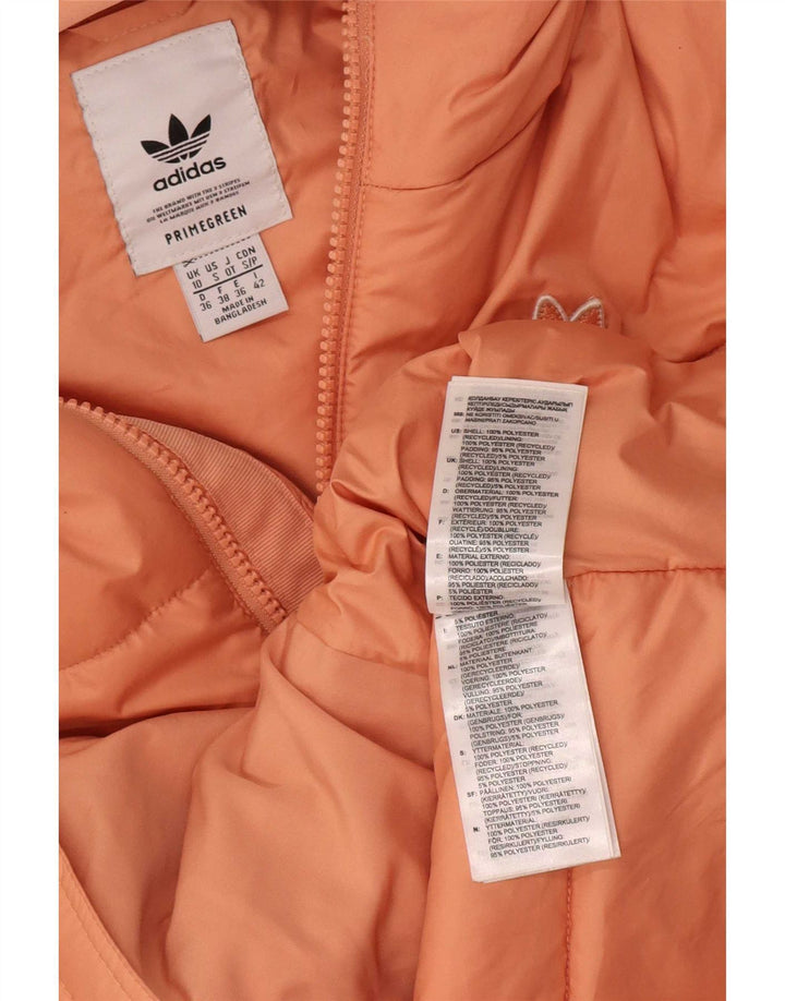Jaqueta acolchoada com capuz feminina Adidas UK 10 pequeno poliéster rosa