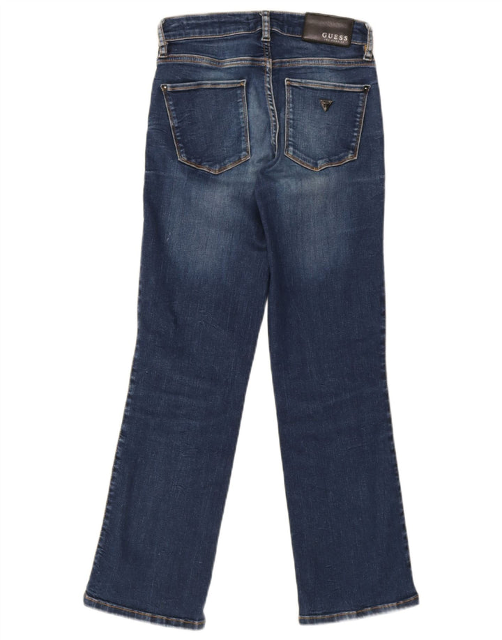Guess Calça jeans feminina curvada reta W24 L26 algodão azul