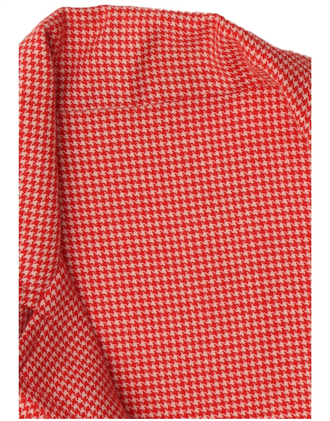 Jaqueta blazer feminina vintage com peito duplo Reino Unido 14 Houndstooth vermelho médio