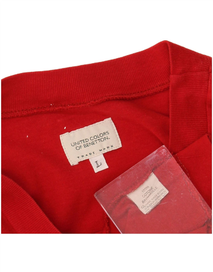 Top masculino BENETTON manga comprida grande algodão vermelho