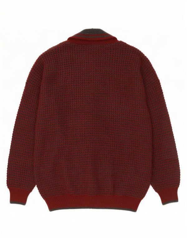 Suéter Cardigan Masculino Vintage IT 48/50 Lã Borgonha Média
