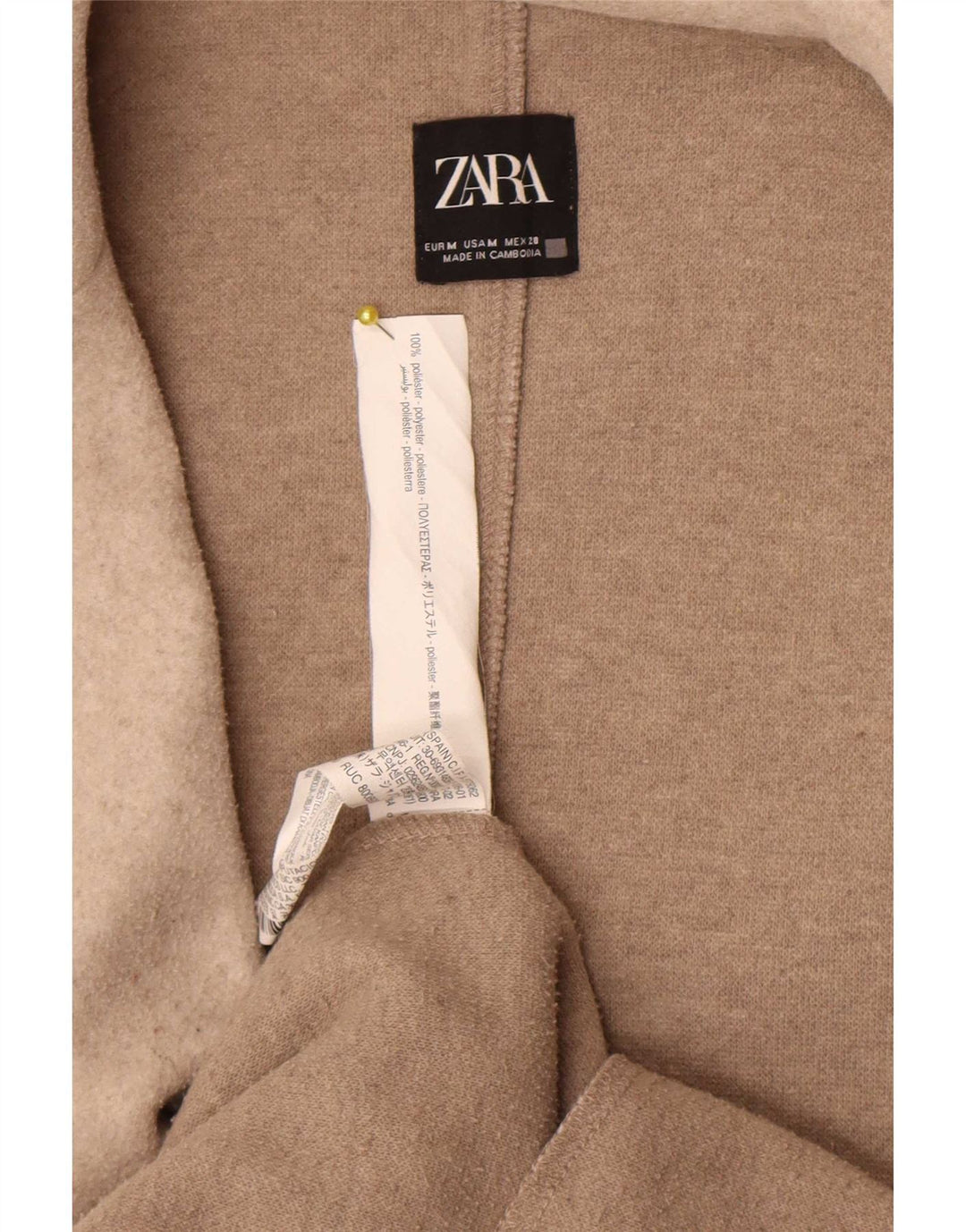 Sobretudo feminino Zara UK 12 poliéster bege médio