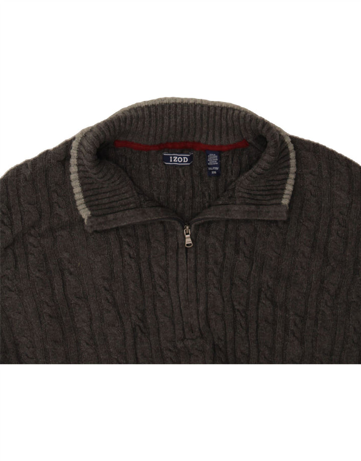 IZOD Mens Zip Neck Jumper Sweater 2XL Grey Cotton Vintage Izod and Second-Hand Izod from Messina Hembry 