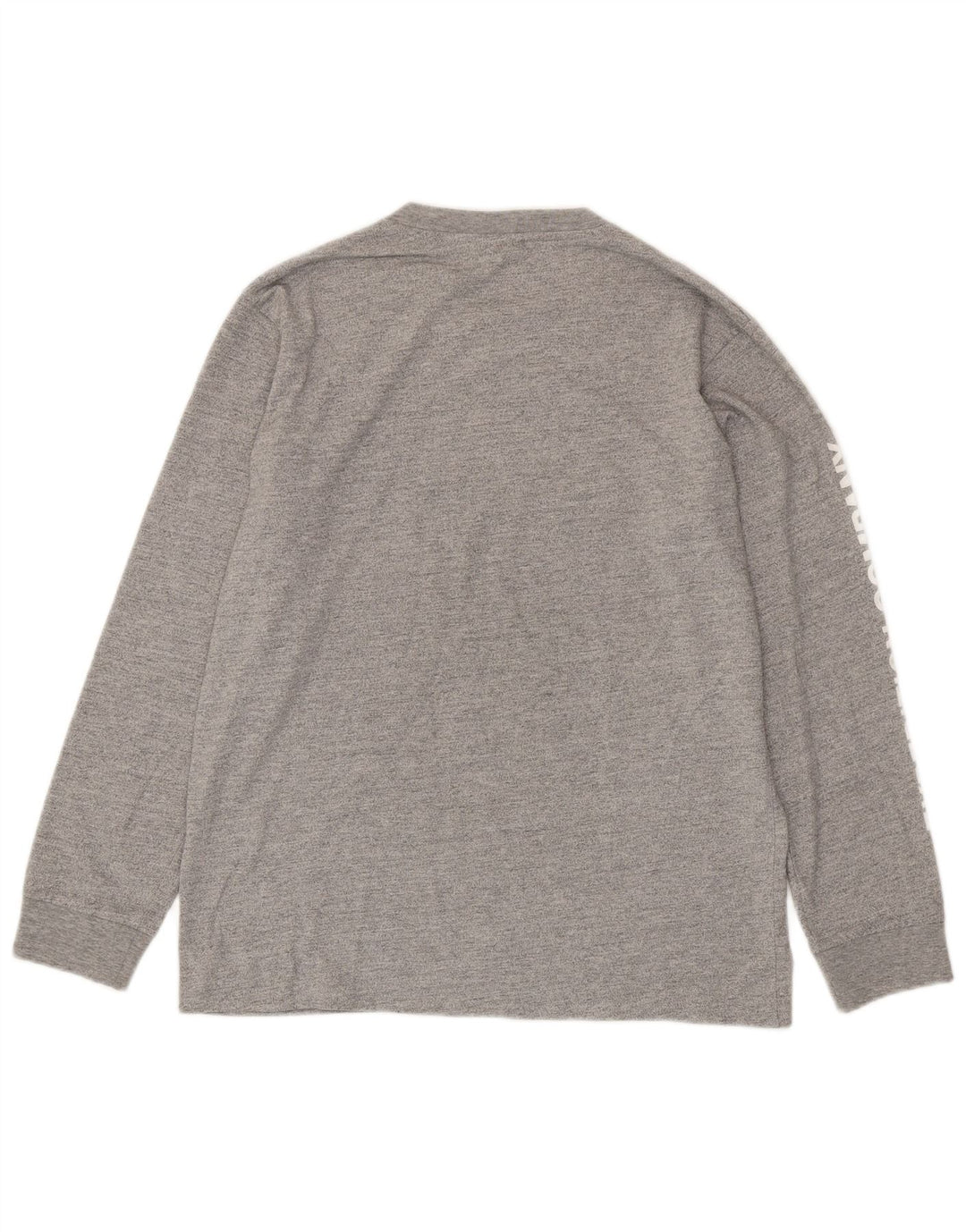 SUPERDRY Top gráfico masculino manga comprida algodão manchado cinza médio