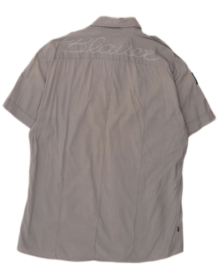 Camisa masculina Blauer de manga curta gráfica 2XL algodão cinza