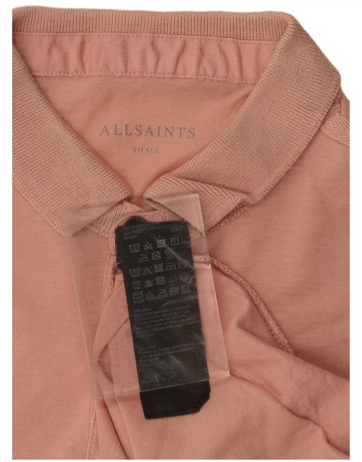 Camisa polo masculina ALL SAINTS pequena rosa algodão