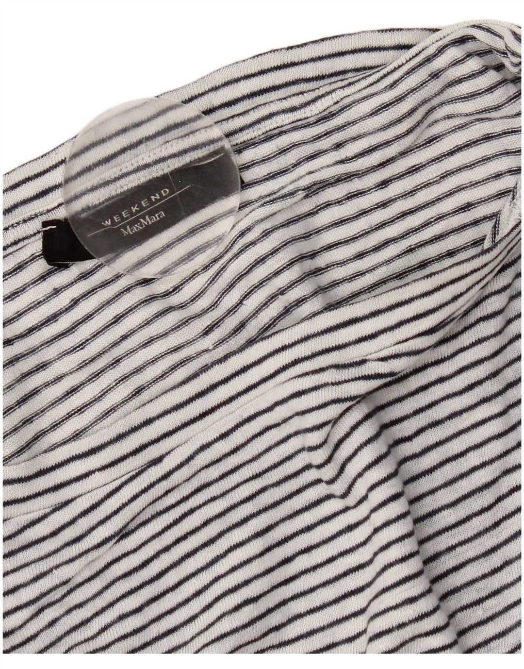 Camiseta feminina de fim de semana Max Mara UK 14 médio branco listrado náutico
