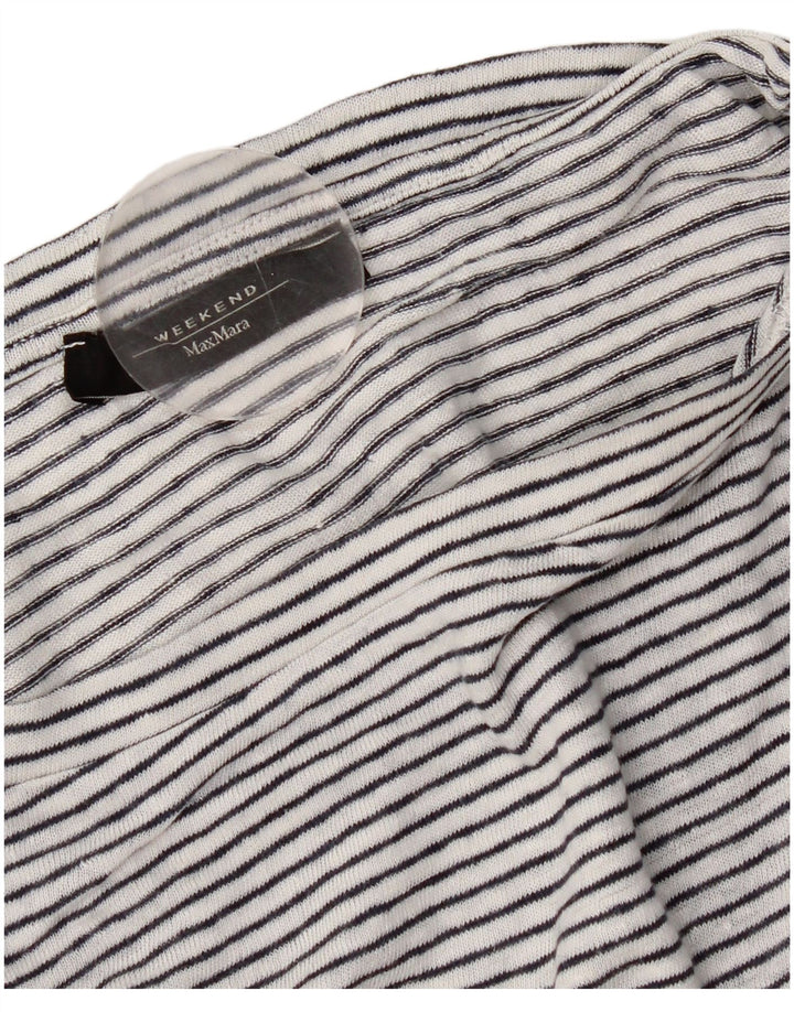 Camiseta feminina de fim de semana Max Mara UK 14 médio branco listrado náutico
