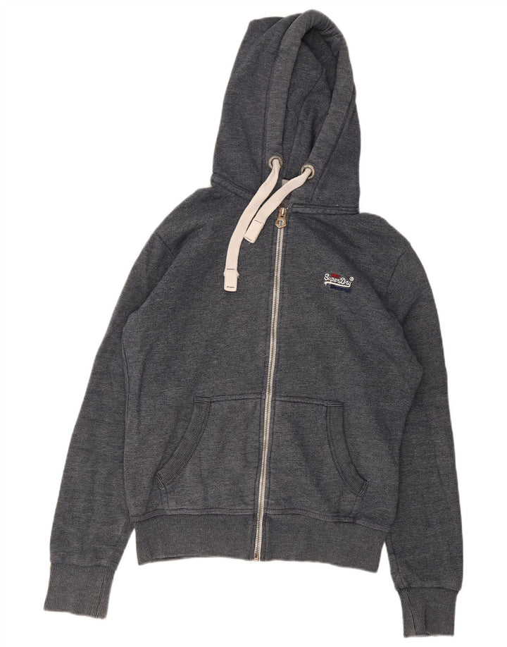 Suéter masculino Superdry com capuz e zíper médio cinza algodão